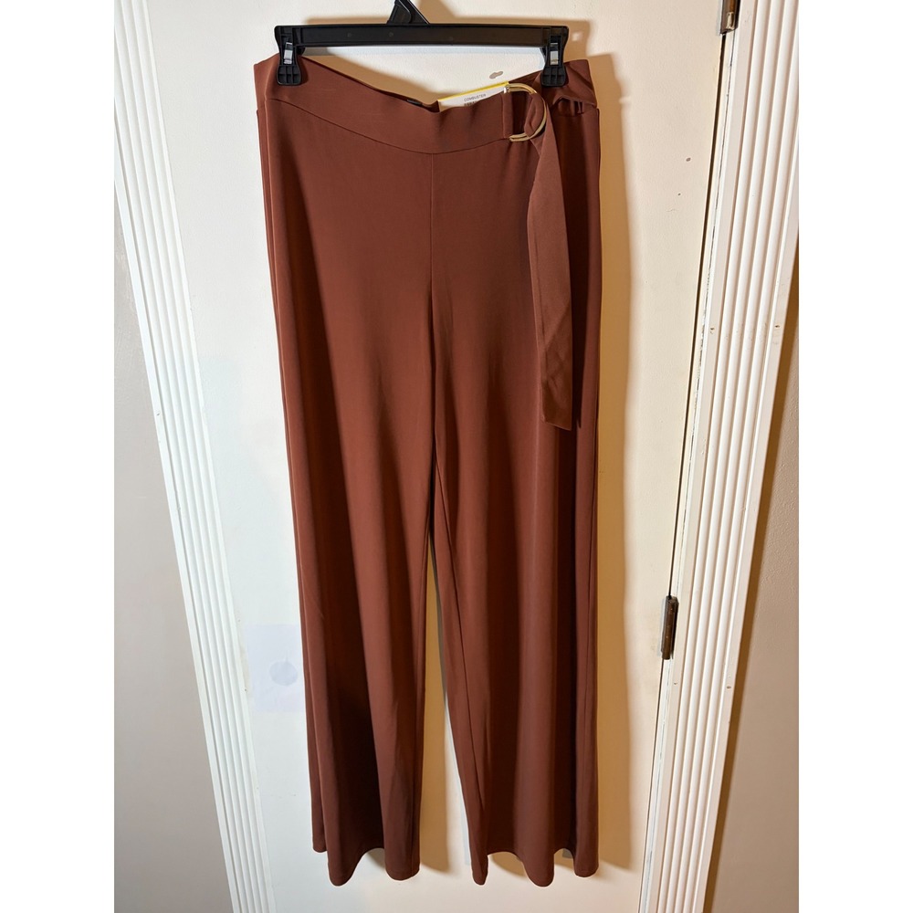 INC International Concepts Womens Rust Wide Leg Belted Mid Rise Pants Size M NEW